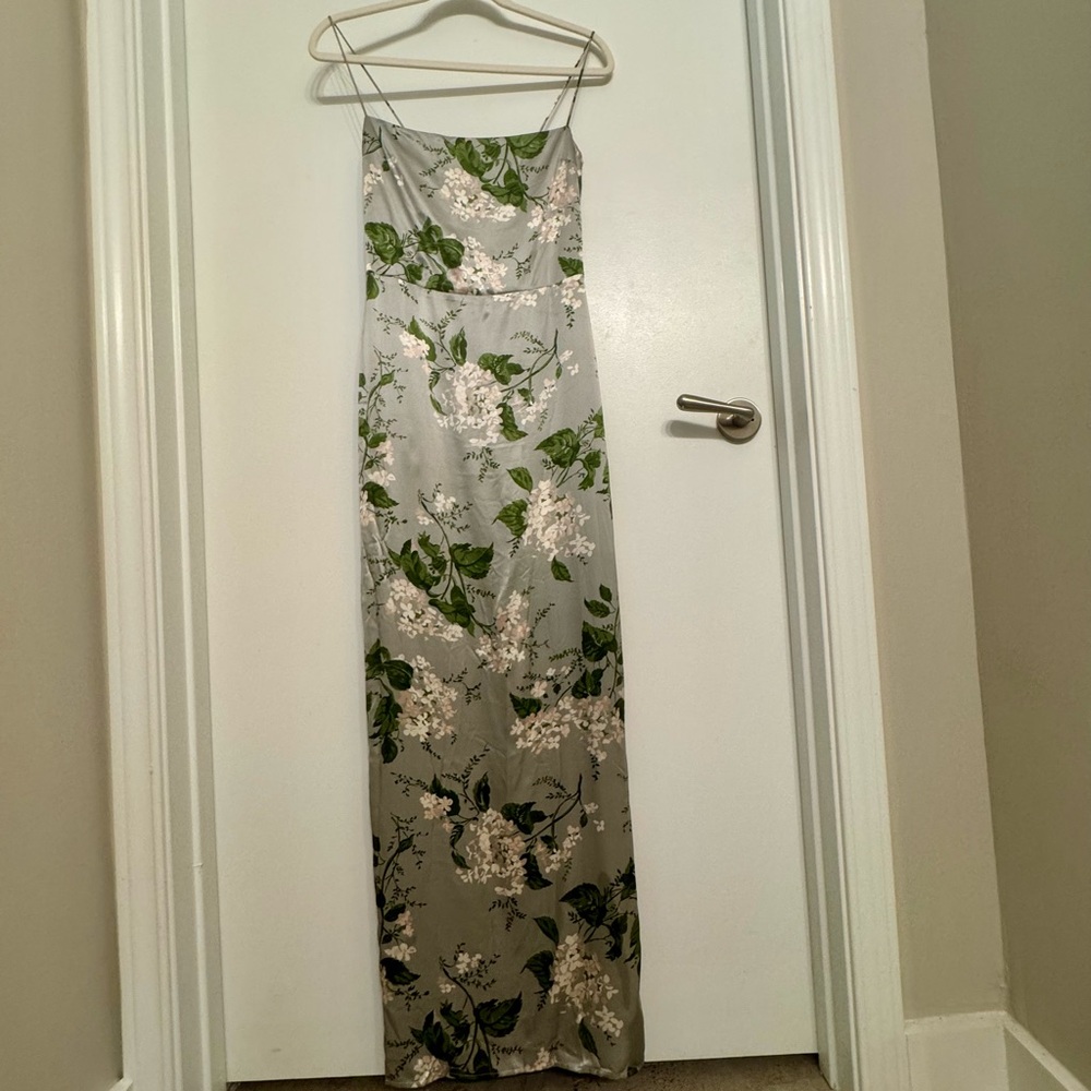 Reformation Green and White Floral Maxi Dress